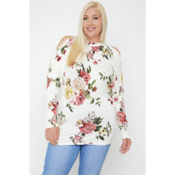 Flattering Cutout Details Floral Print Top