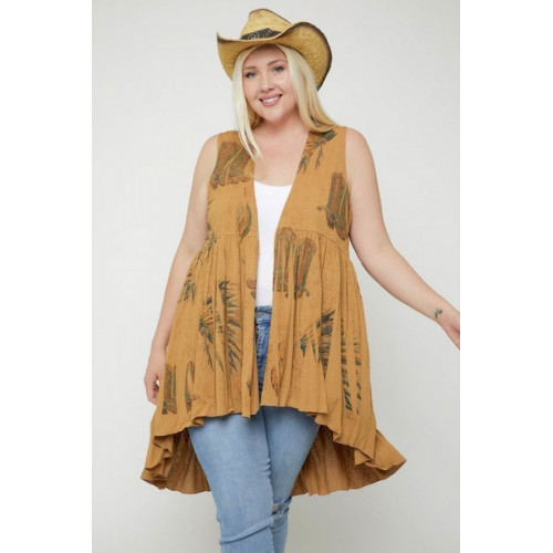 Long Flattering Silhouette Sleeveless Cardigan