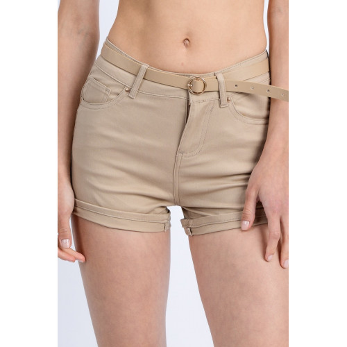 High Rise 5 Pockets Roll Up Hem Shorts