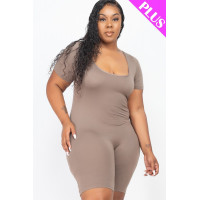 Plus Size Short Sleeve Bodycon Romper