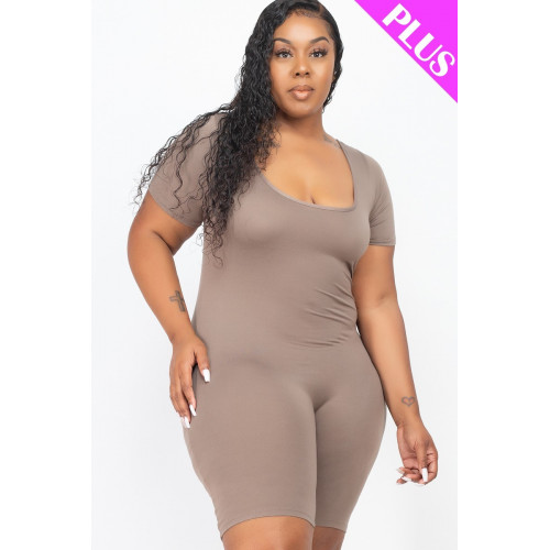 Plus Size Short Sleeve Bodycon Romper