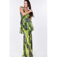 Ruffle Sleeve Tiered Bottom Print Long Dress