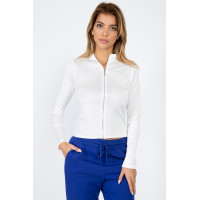 Mock Neck Zip Front Crop Top