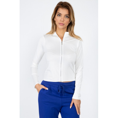 Mock Neck Zip Front Crop Top
