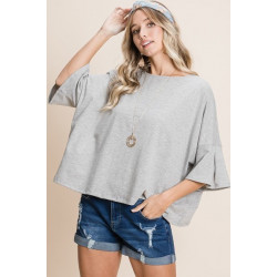 Solid Cotton Casual Top