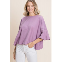 Solid Cotton Casual Top