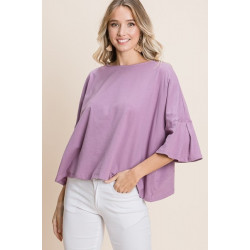 Solid Cotton Casual Top