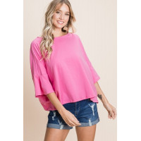 Solid Cotton Casual Top
