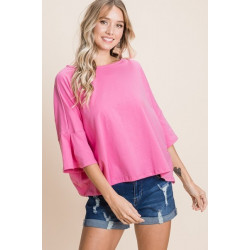 Solid Cotton Casual Top