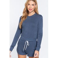 Long Slv Crew Neck Slub Terry Top