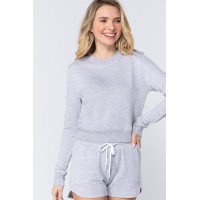 Long Slv Crew Neck Slub Terry Top