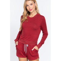 Long Slv Crew Neck Slub Terry Top