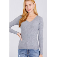 V-neck Viscose Rib Sweater