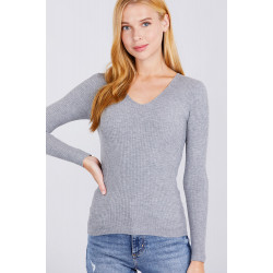 V-neck Viscose Rib Sweater