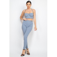Stone Embellished Top And Pants Set