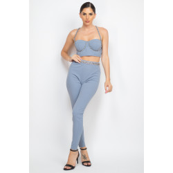 Stone Embellished Top And Pants Set