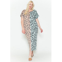 Front Slit Dolman Leopard Print Maxi Dress