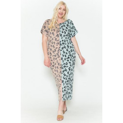 Front Slit Dolman Leopard Print Maxi Dress