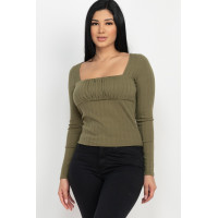 Shirred Square Neck Top