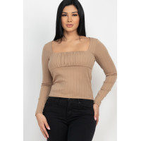 Shirred Square Neck Top