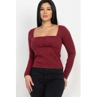 Shirred Square Neck Top
