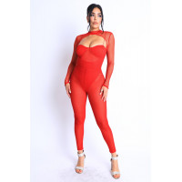 Mesh Crop Jumpsuit Set