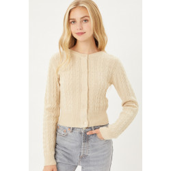 Buttoned Cable Knit Cardigan Long Sleeve Sweater