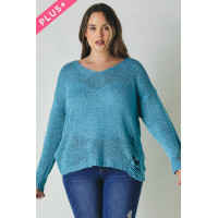 Plus Solid Round Neck Sweatrer