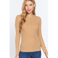 Long Slv Henley Thermal Top