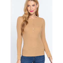 Long Slv Henley Thermal Top
