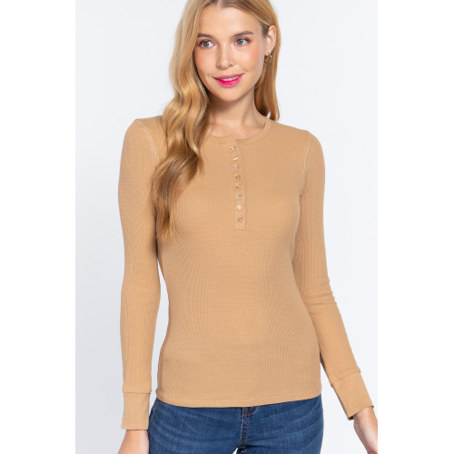 Long Slv Henley Thermal Top