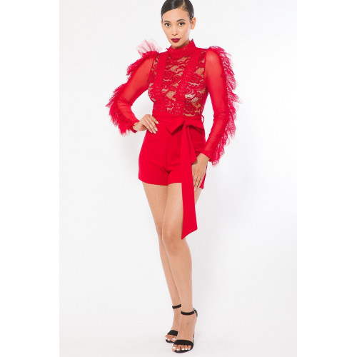 Lace And Crochet Top Detailed Fashion Romper
