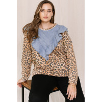 Contrast Washed Denim Top
