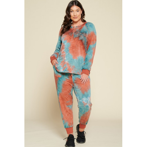 Tie-dye Printed French Terry Knit Loungewear Sets