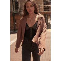 A Faux Leather And Lace Camisole Top