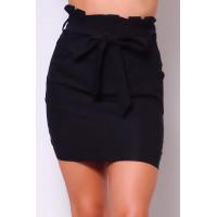 High Waisted Pleated & Belted Mini Skirt