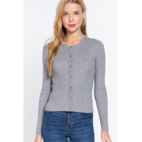 Long Slv Crew Neck Basic Cardigan