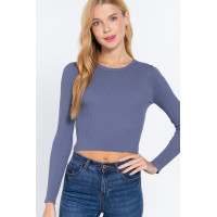 Long Slv Open Back Sweater Top