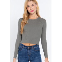 Long Slv Open Back Sweater Top