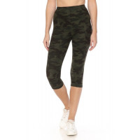 Multi-color Print, Cropped Capri Leggings In A Fitted Style With A Banded High Waist