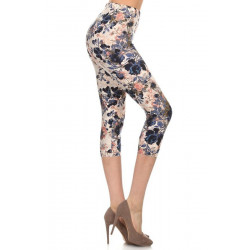 Multi-color Print, Cropped Capri Leggings In A Fitted Style With A Banded High Waist