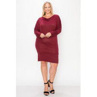 Draped Neck Long Sleeve Dress