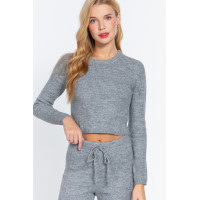 Long Slv Crew Neck Sweater Top