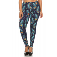 Plus Size Print, Full Length Leggings In A Slim Fitting Style With A Banded High Waist