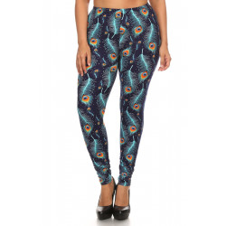 Plus Size Print, Full Length Leggings In A Slim Fitting Style With A Banded High Waist