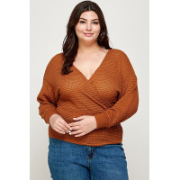 Plus Size Textured Waffle Sweater Knit Top