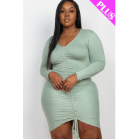 Plus Size Drawstring Ruched Front