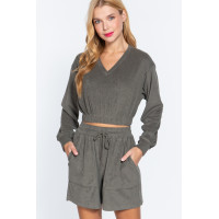 Elasticized Hem Terry Towelling Top