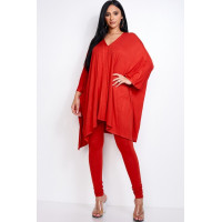 Solid Heavy Rayon Spandex Cape Top And And Leggings 2 Piece Set