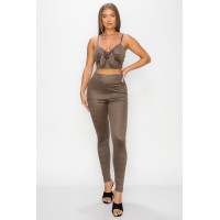 Embossed Snake Print Top And Leggings Set